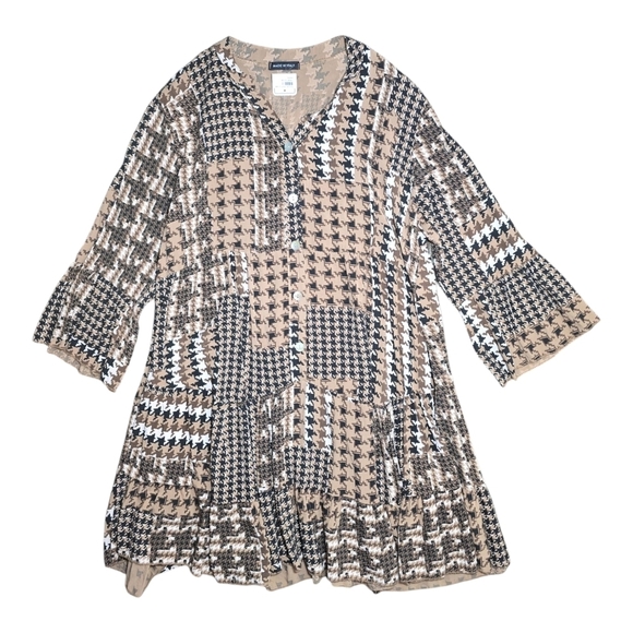 Source Unknown Dresses & Skirts - Chic Houndstooth Patchwork Dress Size L / XL